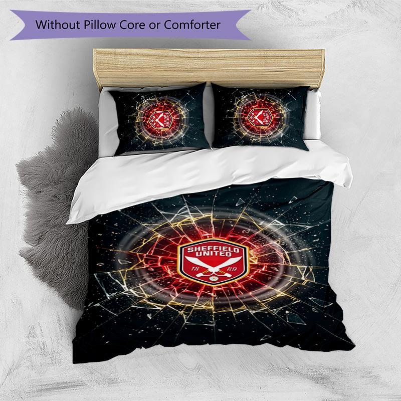 Set Lenzuola Stampato Sheffield United Football 3 Pezzi, Comodo Set Copripiumino per Camera da Letto Amico della Pelle