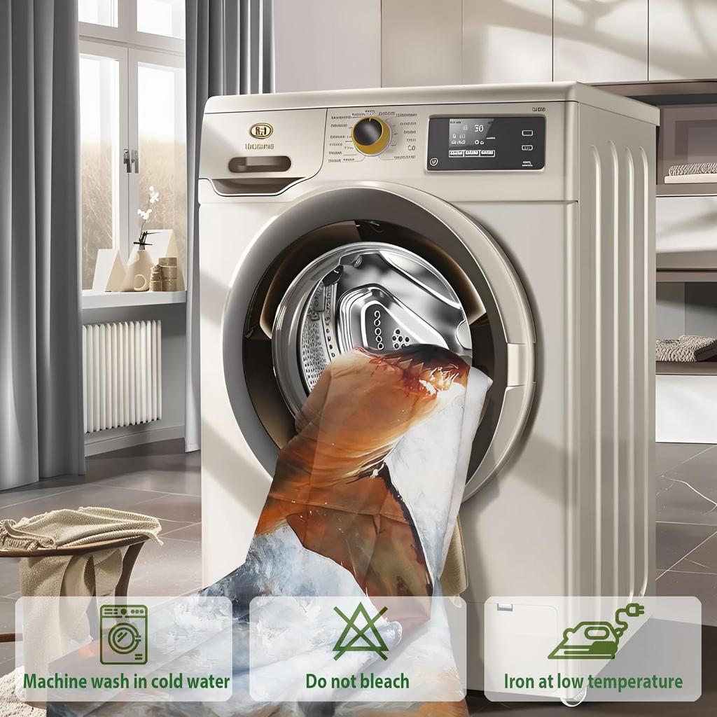 Sea Life Shower Curtain, Washable Shark Pattern Printed Shower Curtain Waterproof Bathroom Decoration 180x180cm