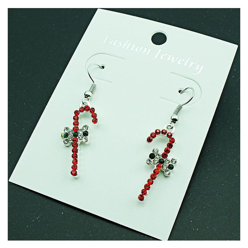 European & American Christmas Candy Cane Red Diamond Bow Jewelry with Free Gifts