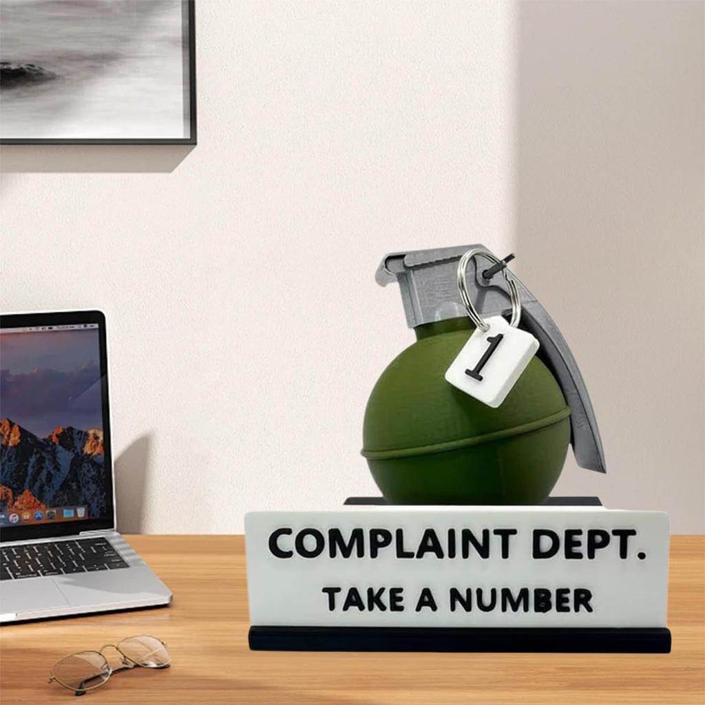 Complaint Department Desk Sign 3D Printed Gift, Funny Complaint Department Sign Decor With Take A Number Tag, Gift  Prank For Your Coworker