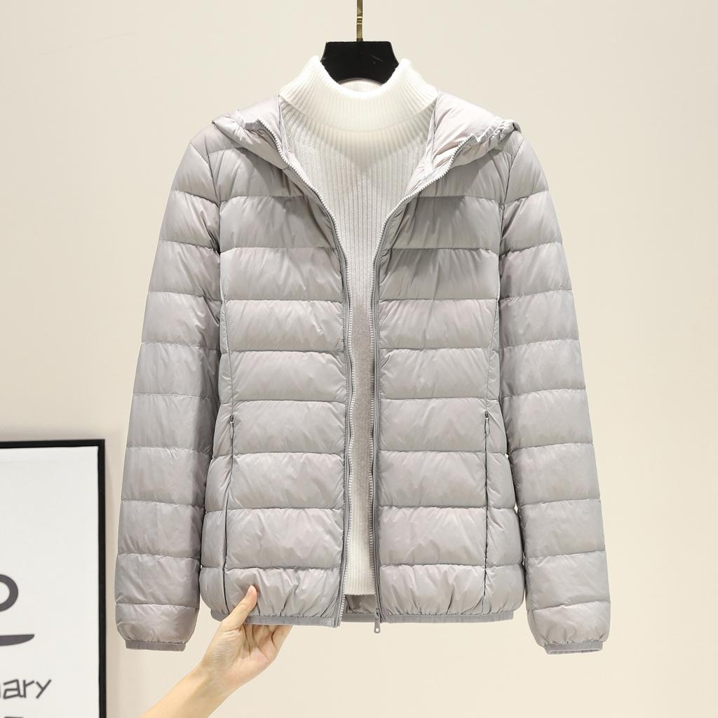High-end light and thin down jacket women's new light and short white duck down fashionable winter hooded jacket