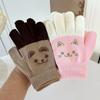 Cartoon Bär Kinderhandschuhe Gestrickte Vollfingerhandschuhe für 4-8 Jahre alte Baby Jungen Mädchen