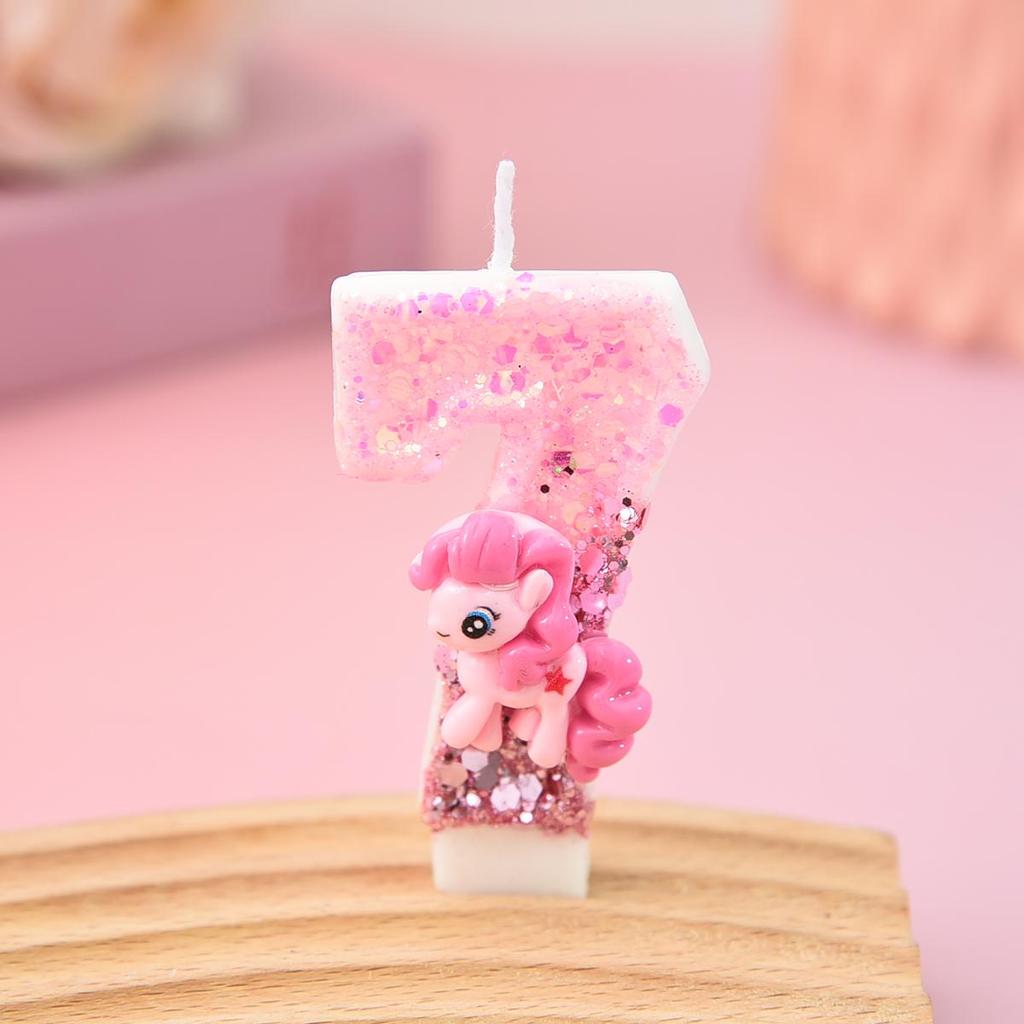 Pink Creative Number and Cartoon Birthday Cake Candles - Handmade Party Decorations