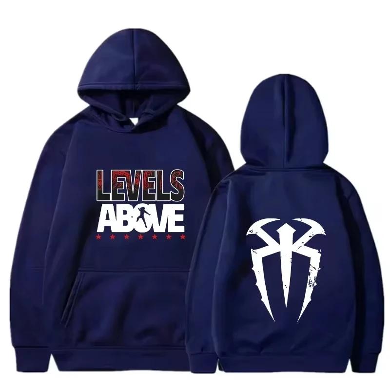 Women's Men's Casual Fashion Hooded Sweatshirt Roman Reigns Printed Pullover Long Sleeved Harajuku Street Fashion man