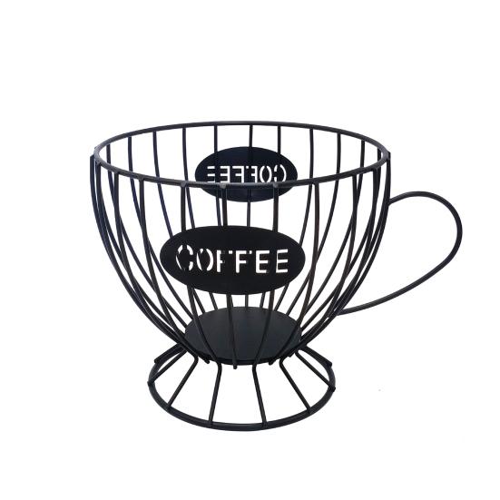 Coffee Holder Minimalist Non-slip Hollowed Rustproof Corrosion-resistant Large Capacity Iron Ergonomic Handle K Cup Organizer for Counter