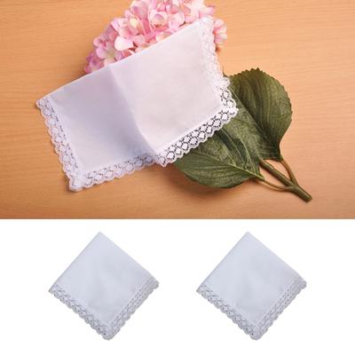 Cotton Handkerchiefs Women Classical Washable Lace Trim Hankie Graffiti Embroidery Tie-dye Handkerchiefs for Adult Kids