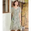 New Chinese Style Printed Chiffon A-line Dress