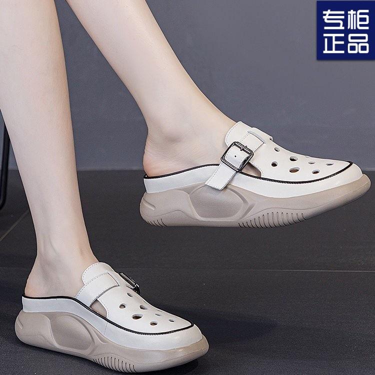 Baotou Half-drag Hollow Breathable Shoes Women's 2025 New Hole Shoes Summer Wear Comfortable Sandals Wear Fashionable Women