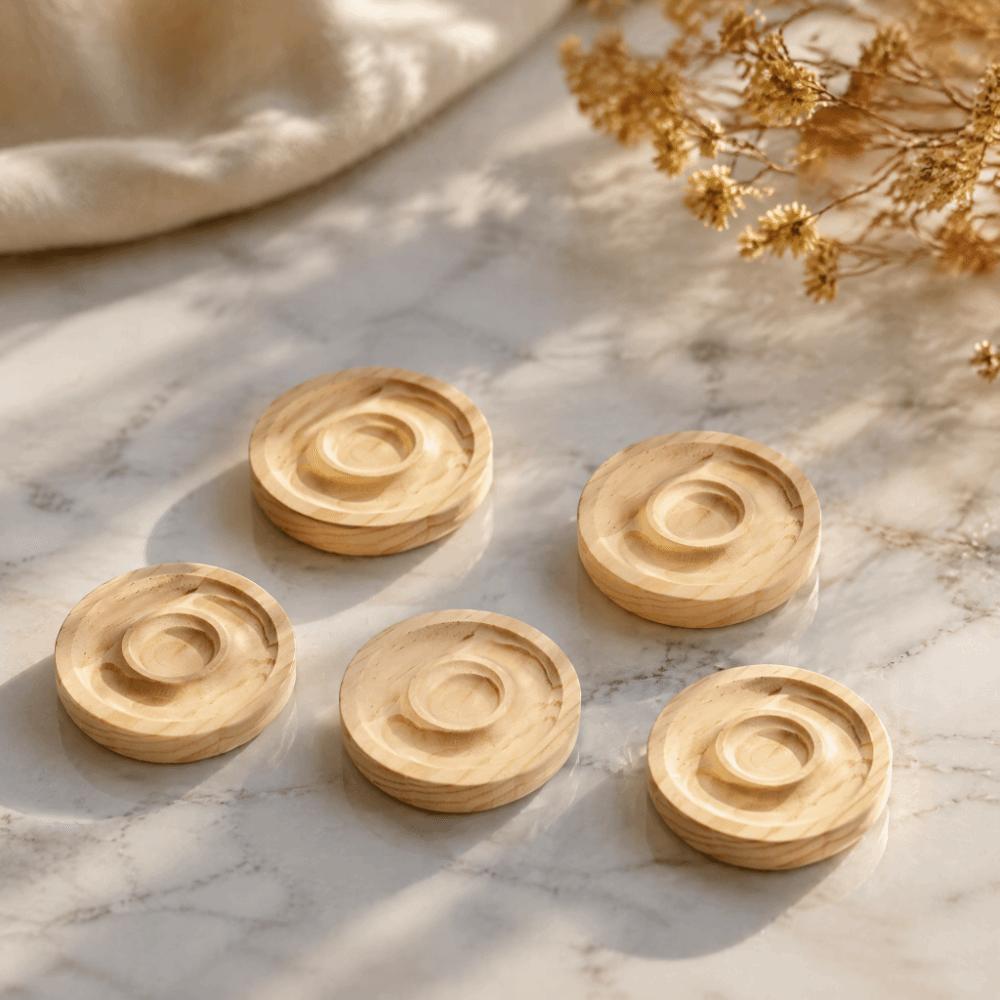 5pcs Solid Wood Bracelet Display Tray Round Shape Jewelry Organizer Tray For Bracelets