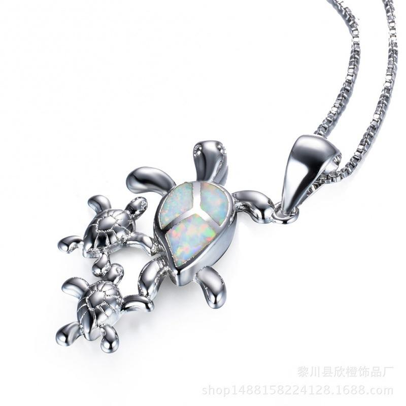 Xin Orange Jewelry European and American Jewelry Necklace Opal Pendant Creative Blue Opal Pendant Necklace Female