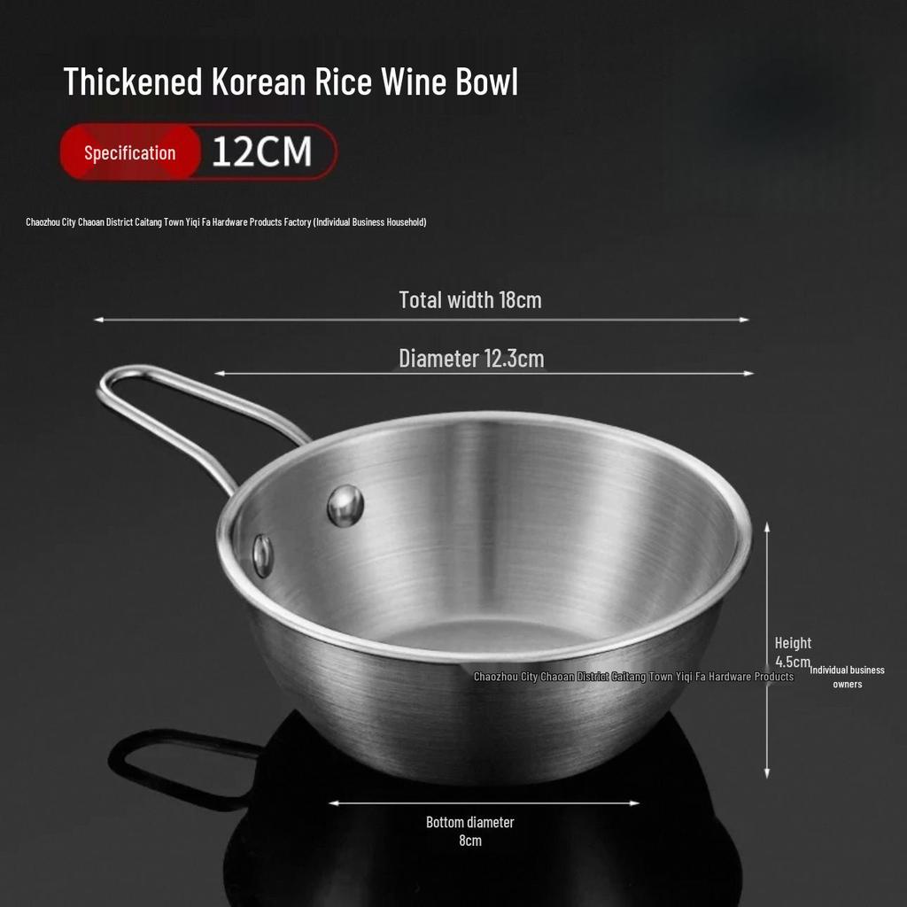 Korean Style Stainless Steel Bowl with Handle for Cooking, BBQ, Seasoning, Instant Noodles, Bibimbap, Cereal, and Outdoor Camping.