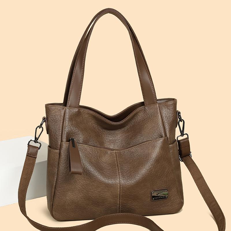 Women's PU Tote Bag Vintage Large Capacity Underarm Shoulder Bag Handbag