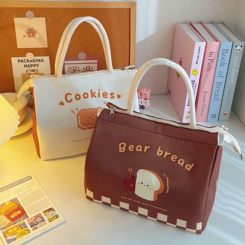 Cute Portable Thermal Lunch Bags Cartoon Large Lunch Box Tote Bag Multi-Purpose Food Storage Bags Women Girl Kids