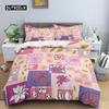 Flower Duvet Cover Set King Size Pink Flowers Green Leaves Pattern Quilt Cover for Teen Girl Microfiber Floral Theme Quilt Cover