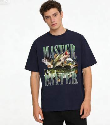 Summer Master Baiter Bass Fishing Fisher Interesting Graphic Tshirt Meme Mens Casual Cotton Shortsleeved Retro Fashion Loose