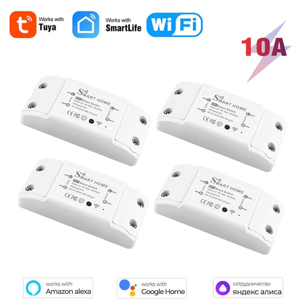 Wifi Smart Switch Wireless Remote Switch Breaker Domotic LED Light Controller Module Smart Life Tuya APP Works with Alexa Google