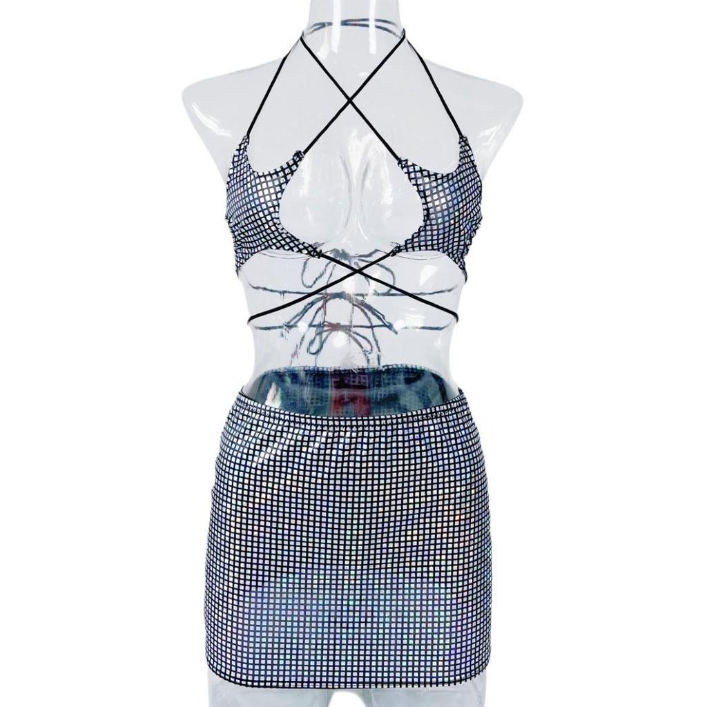 Cross-Border Sexy Lingerie Set: Star-Strapped Lace Top & Hip-Hugging Skirt.
