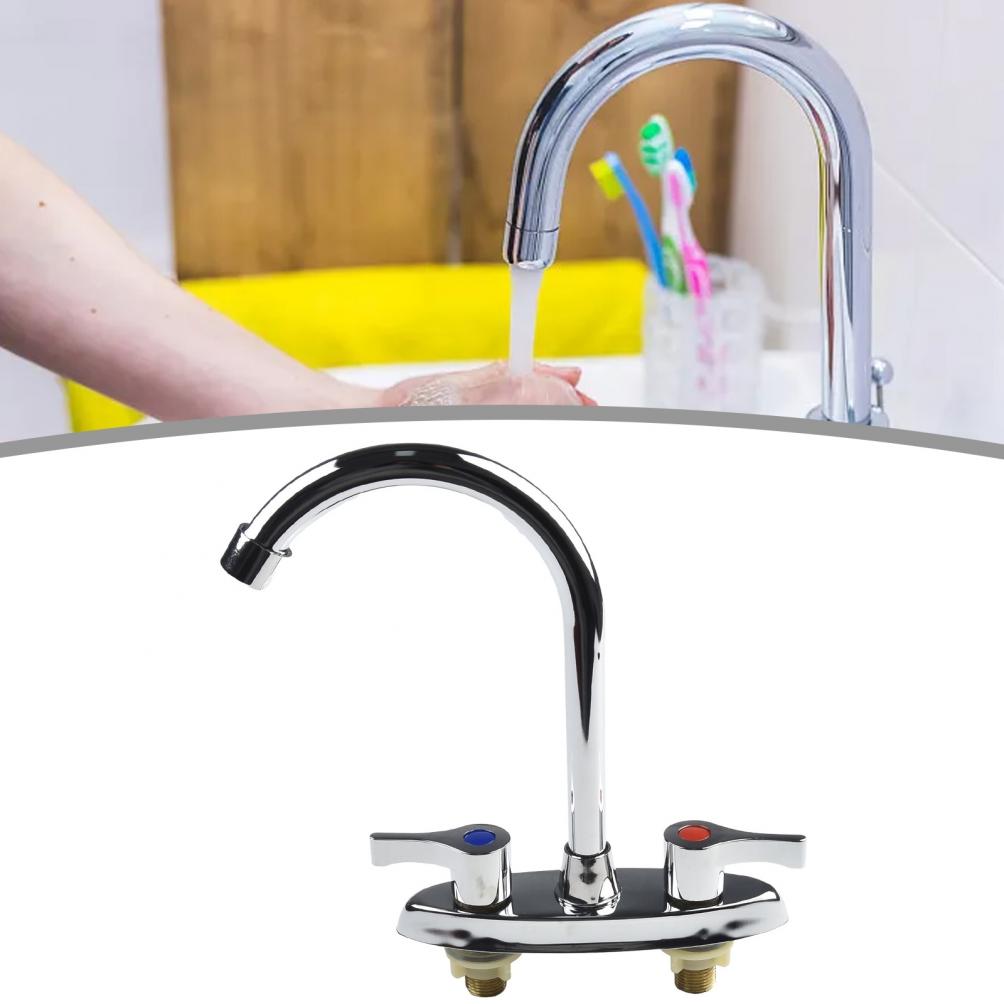 Brass Double Hole Handle Kitchen Faucet Suitable For Kitchen