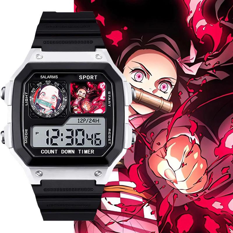 Demon Slayer Series Japanese Nezuko 2D Chronograph Cool Wristwatch, Alarm Clock Watch, Waterproof Electronic Watch