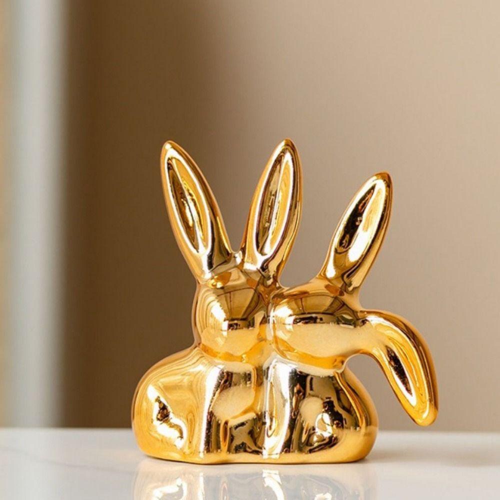 Handgefertigter Keramik-Kaninchen-Ringehalter Einzigartiges ästhetisches Osterhasen-Ornament Heimdekoration