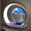 Table Lamp USB Wireless Charging Desk Lamp 3D Hourglass Ornaments Sand Painting Night Light for Office Room Decoration