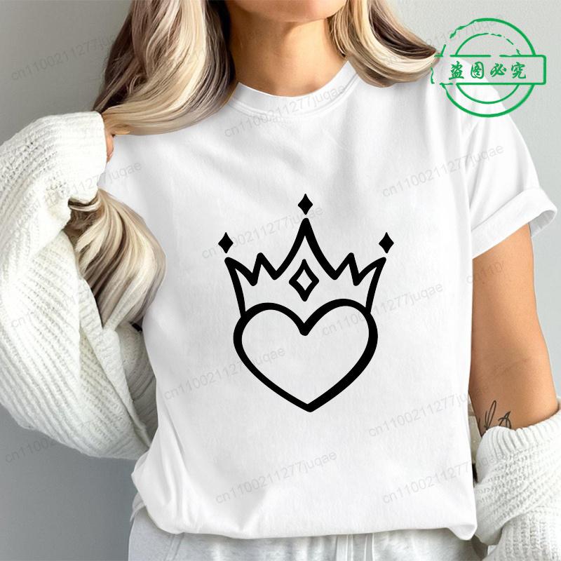 Women's Heart Queen T-shirt Queen of Hearts Graphic Tee Love Print Short Sleeve Casual Birthday Valentine's Day Tops  Lover Gift
