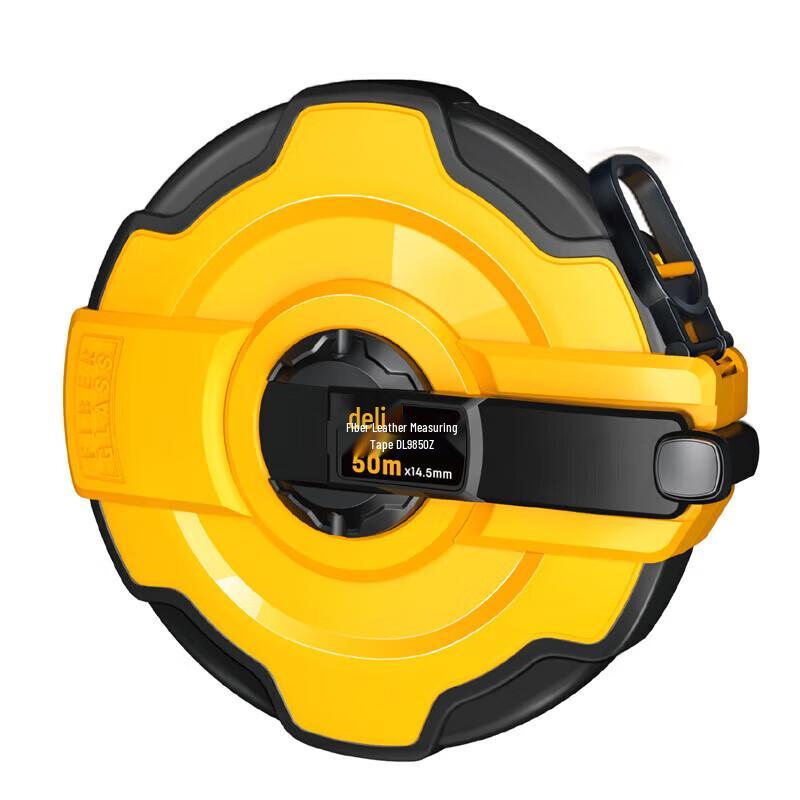 Deli 50m Rubber-Coated Fiber Waterproof Tape Measure