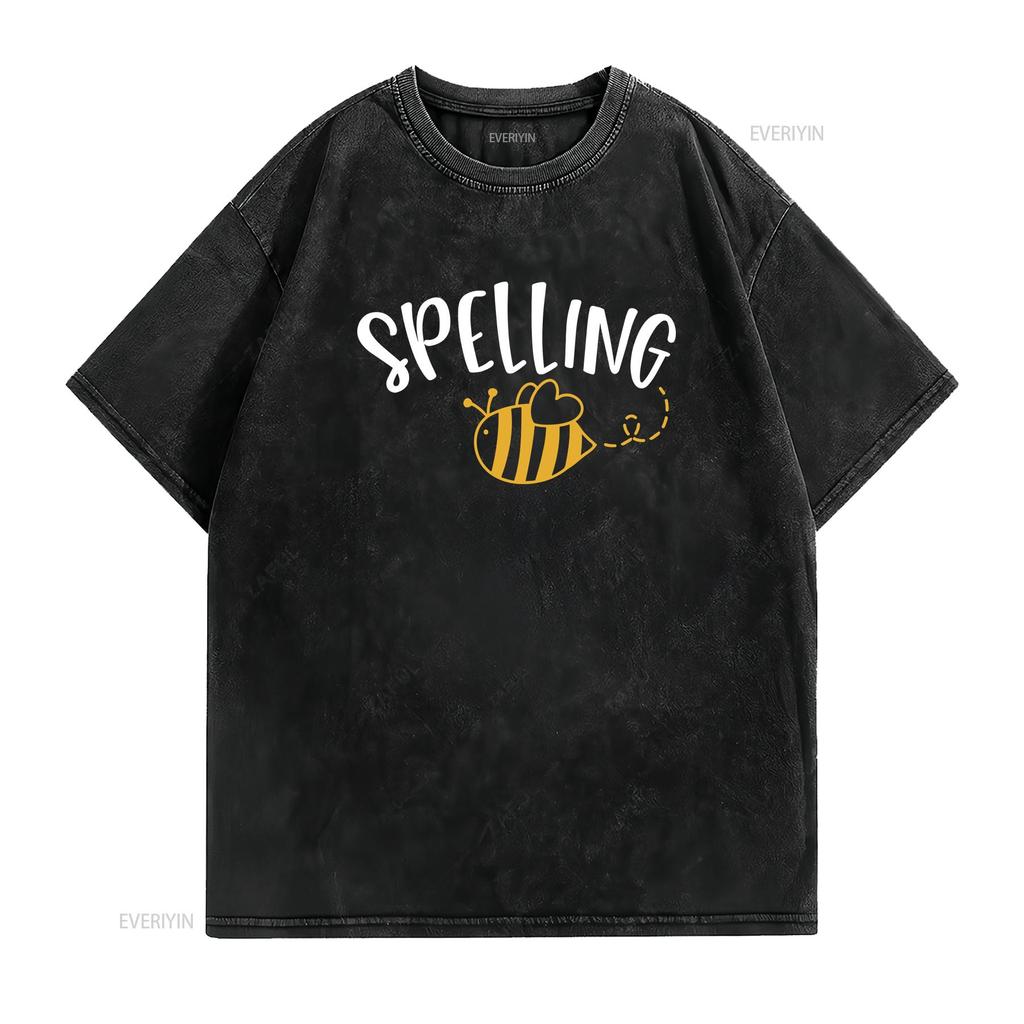 Cute Spelling Bee Design School T Shirt vintage Washed Soft Slightly Comfortable streetwear fashion designer clothes