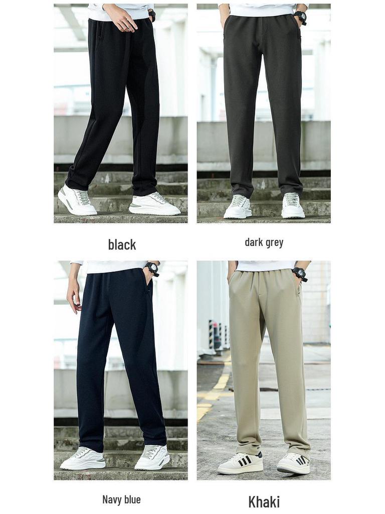 Men's Loose Fit Knitted Sweatpants - Straight Leg, Plus Size, Casual Trousers for Spring and Autumn