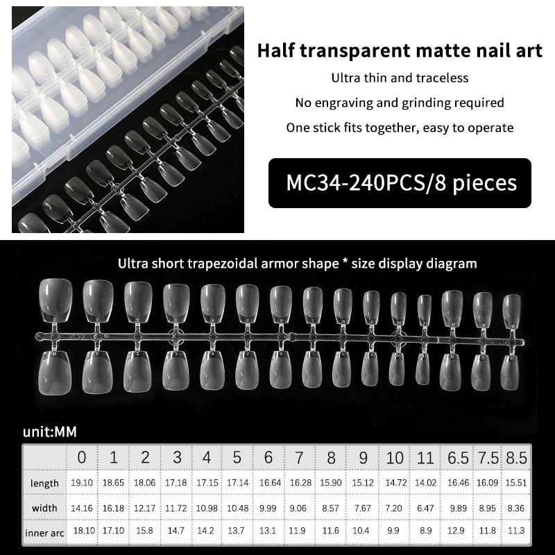 240 Stück Vollabdeckung Press-On-Nagelspitzen Stiletto Mandel Quadratisch Sarg Französisch Falsch Fake Soak-Off Gel-Nagelverlängerungsspitzen Kapsel