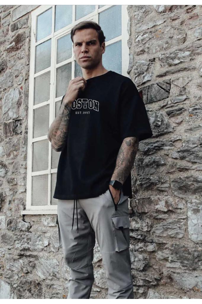 Women's Style Big Size T-Shirt Unisex Butterfly Printed Cotton Black Crew Neck Oversize T-Shirt