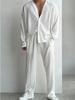Men's 2025 Summer Commute Suit: Casual Button Shirt & Long Pants Set