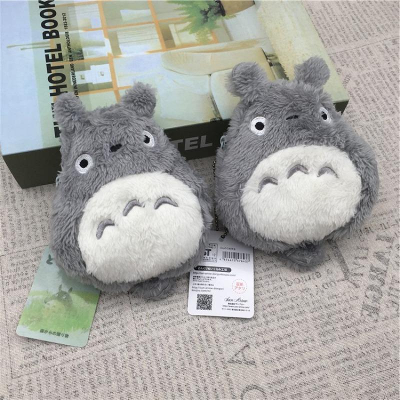 Ghibli Totoro Dust Bunny Plush Coin Purse & Keychain - Cute Kawaii Cartoon Wallet Card Holder for Girls, Women Gifts Anime Fans