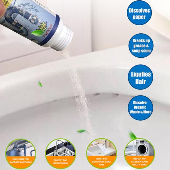 2Pcs Powerful Toilet Clogging Sewer Sink Drain Cleaner Dredging Agent Powder