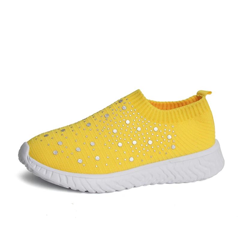 Moda 2024 Scarpe Sportive da Donna Comode a Punta Rotonda Tinta Unita a Bocca Bassa Slip-On Tessuto Elasticizzato Traspiranti con Suola Piatta