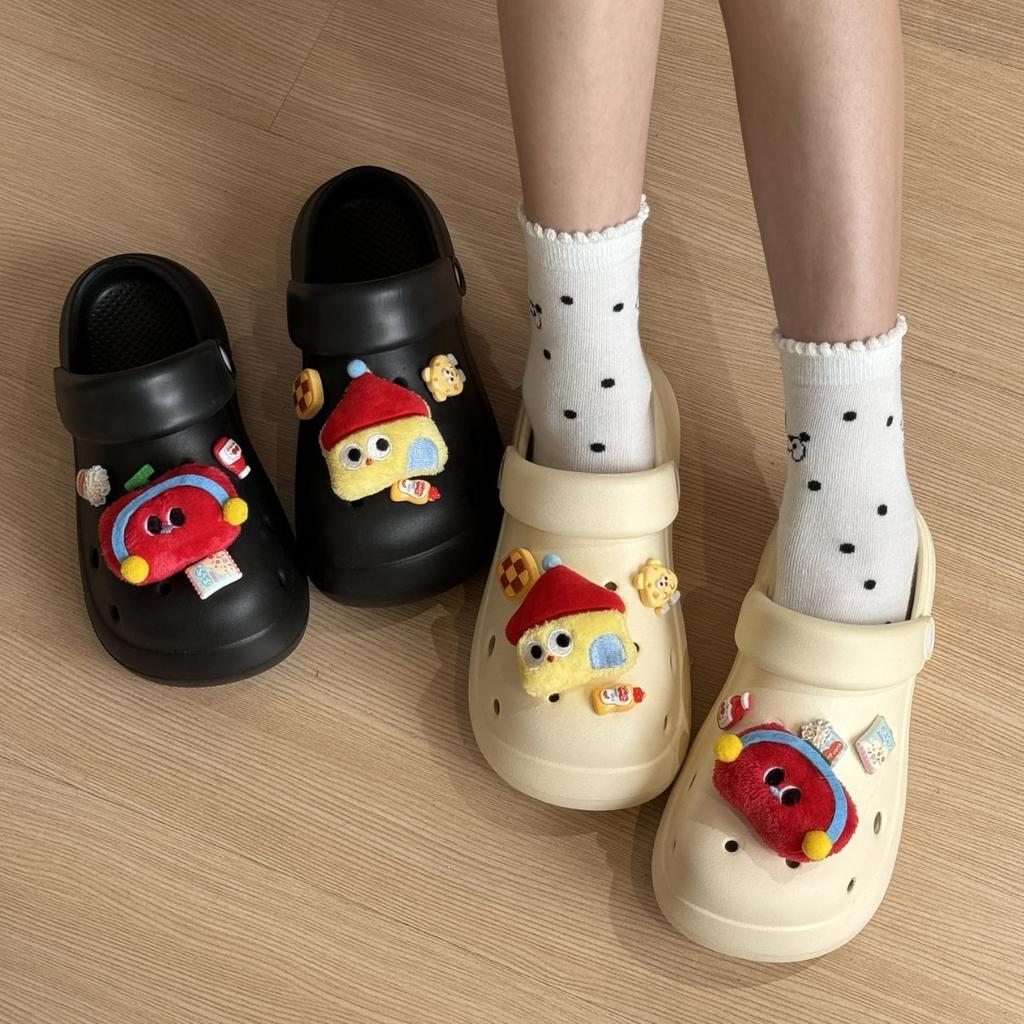 Hole shoes women's summer outer wear non-slip, breathable and non-smelly feet heightening beach sandals thick-soled bag head slippers