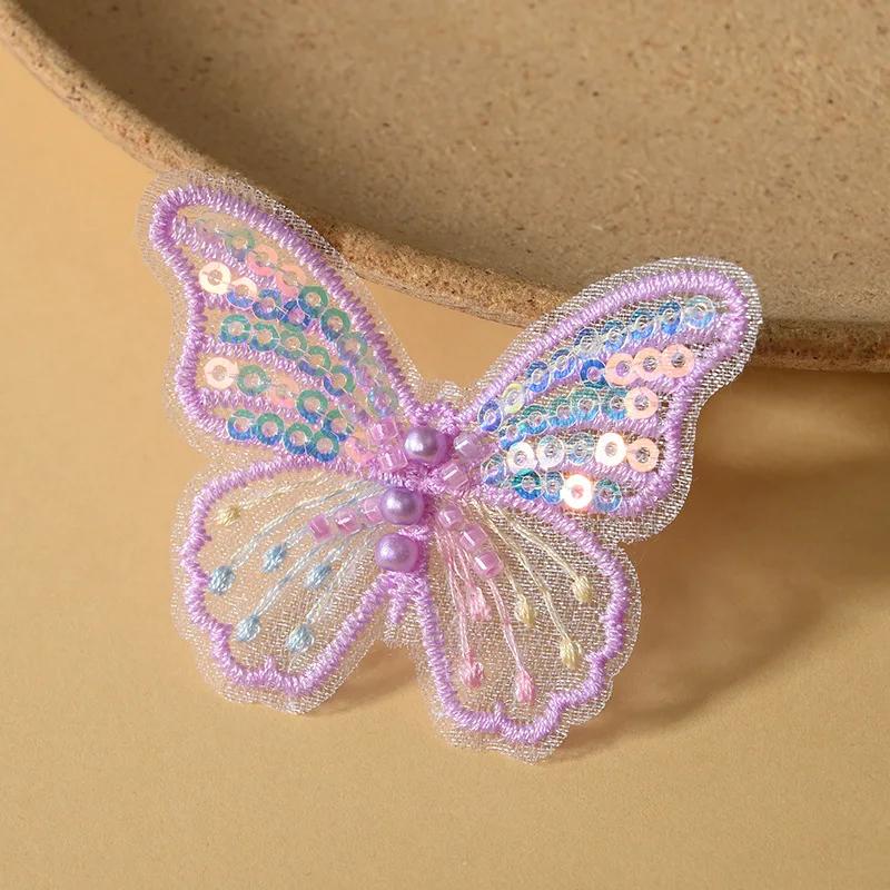 10/20pc Pearl Butterfly Lace Embroidered Wedding Clothes Jewelry Accessories Appliques For Sewing Supplies DIY Hair Clip