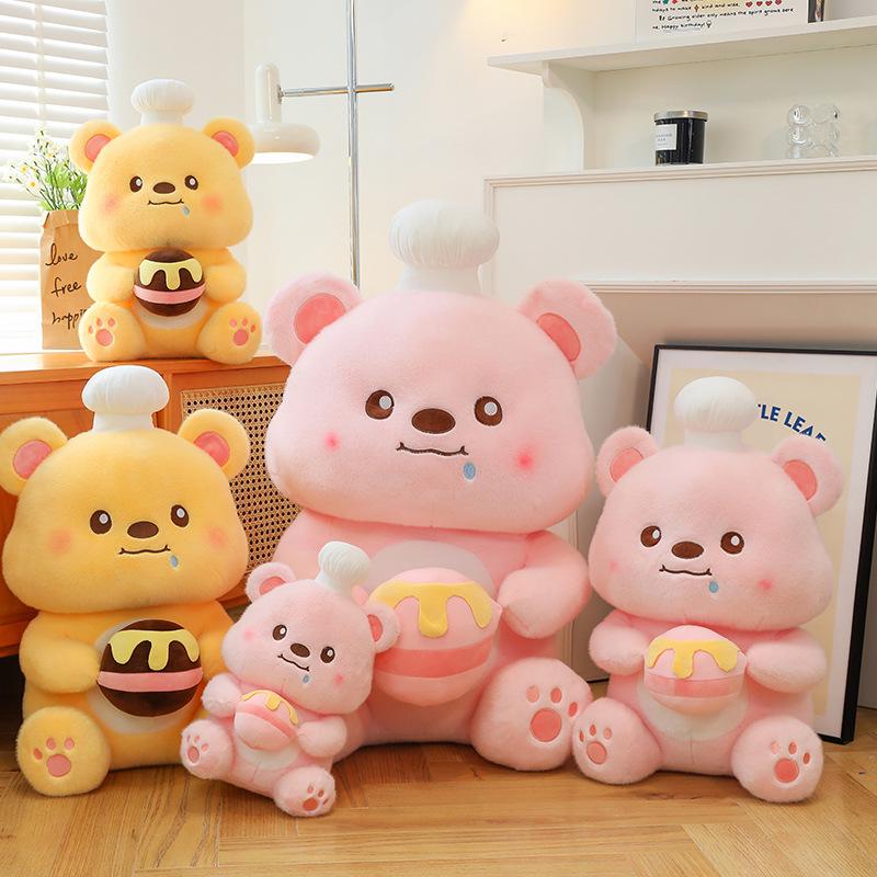 

Cartoon Celebrity Plush Chef Bear Doll - Cute Yellow Couple Gift 40cm 0.4kg