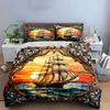 Sailing Ship Sunset Art Decor Kid'S And Adults' Bedroom Decor, Exquisite Three-Piece Bedding Set Gift