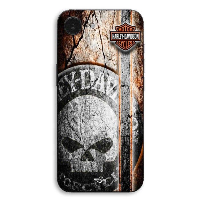 Handyhülle - MANIACASE - iPhone 17e - Silikon TPU - Schwarz - Harley Davidson Totenkopf Vintage schwarz