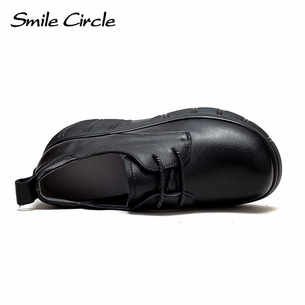 Přírodní kůže Nízké mokasíny Šněrování Hrubé dno Ploché boty Módní design Ležérní Dámská obuv