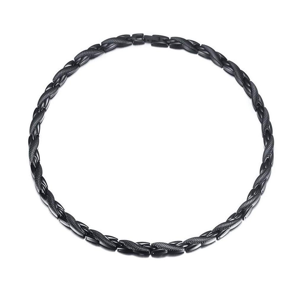 Rockyu Popular Brand Magnetic Necklace for Men and Women Stainless Steel Chain Black Hypoallergenic Stiff Shoulder Necklace Black Gold Dragon Crest