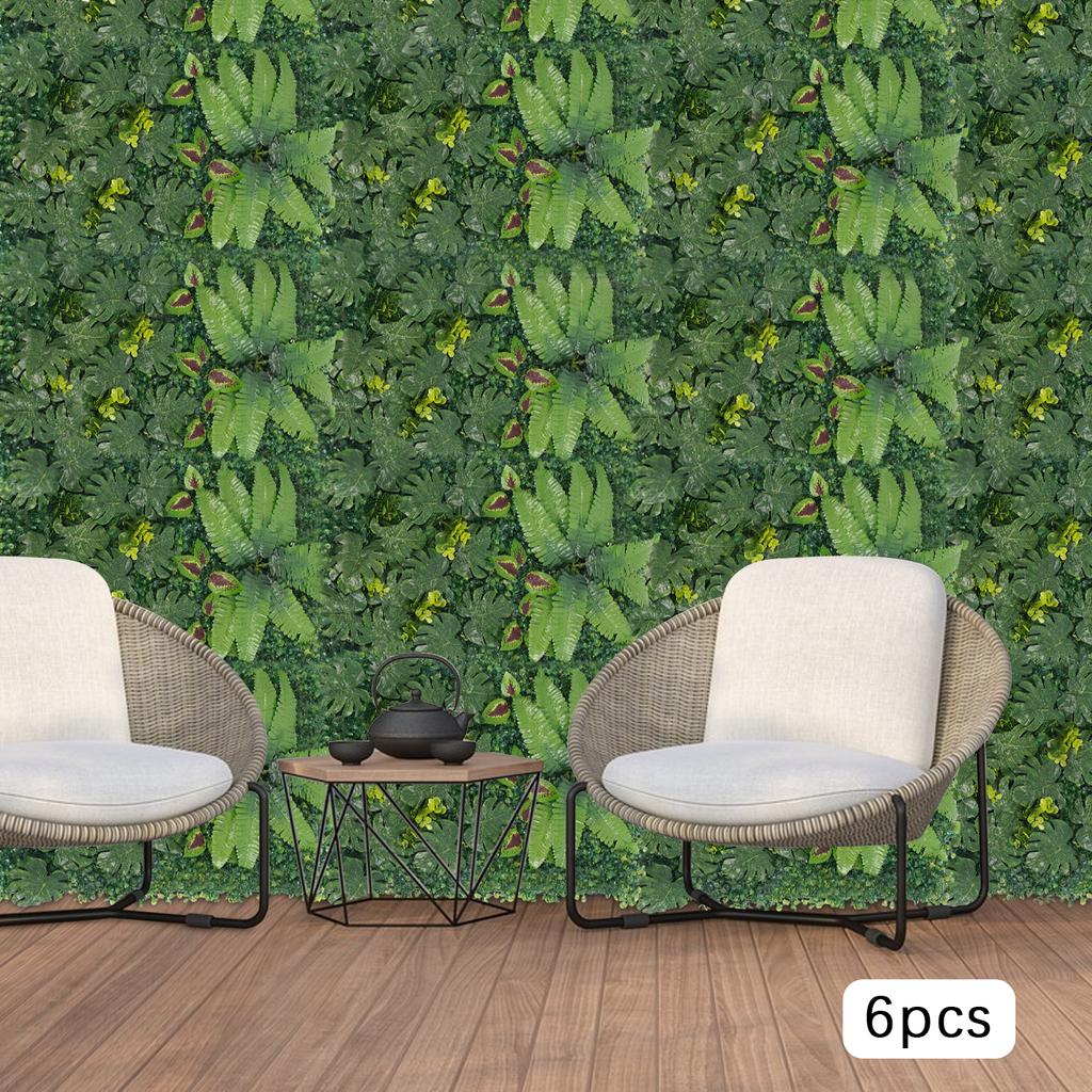 6PCS Artificial Greenery Wall Panels, Fake Ivy Leaf Decor, Green Vine Backdrop for Indoor Outdoor Decor, Home Garden Wall Deco