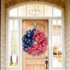Handcrafted Memorial Day Wreath Front Door Wall Home Decor Rose Americana Wreath Patriotic Wreath Indoors Outdoors Festival Garland Decoration
