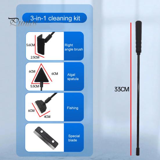 Aquarium Tank Brushes 1 Set Fish 120-Degree Adjustment Adjustable Length Strong Rod Body Algae Scrapers Long Handle 5 in Gravel Rakes for