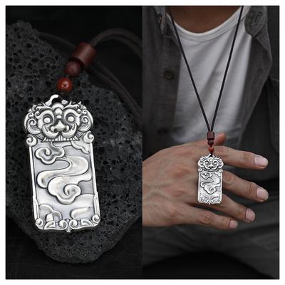 Retro Mythical Beast Animal Pixiu Pendant Necklace For Men Jewelry Ethnic Lucky Clouds Necklace Male Anniversary Gift