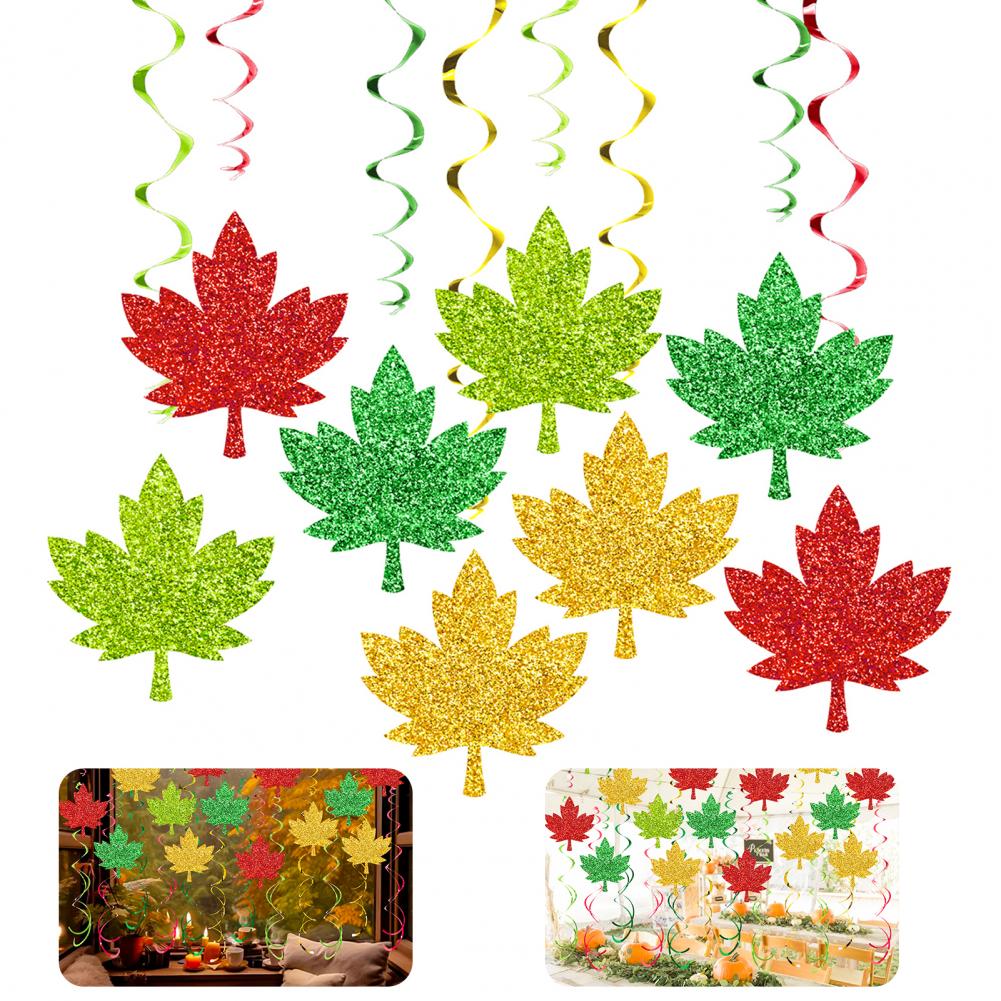 Export Hanging Swirls Exquisite Theme Party Decorations Autumn Harvest Maple Leaf Swirls Streamers Party for Birthday for Room