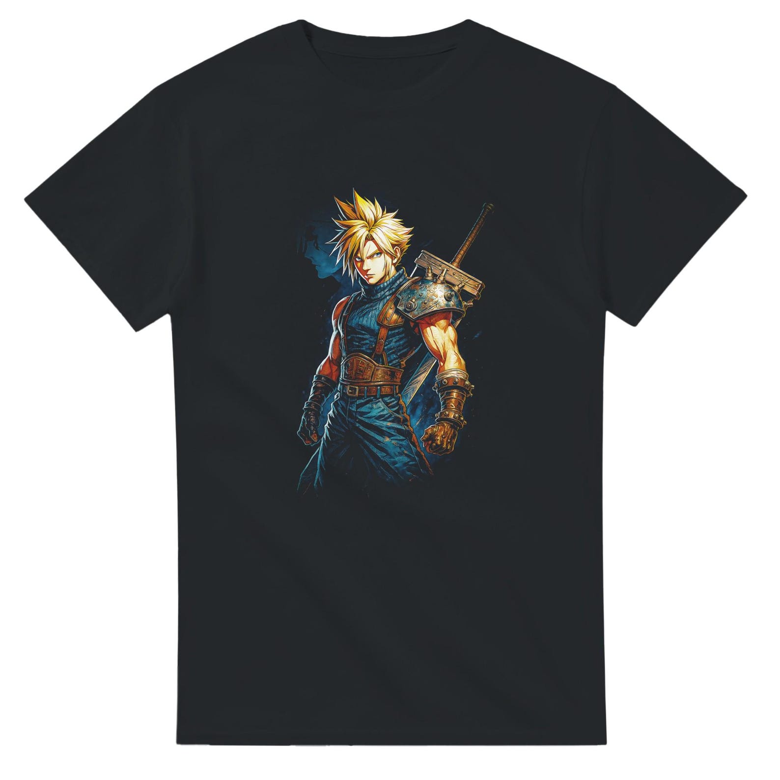 Cloud Strife Halftone Heavyweight Unisex Crewneck T shirt | Gildan® 5000 S