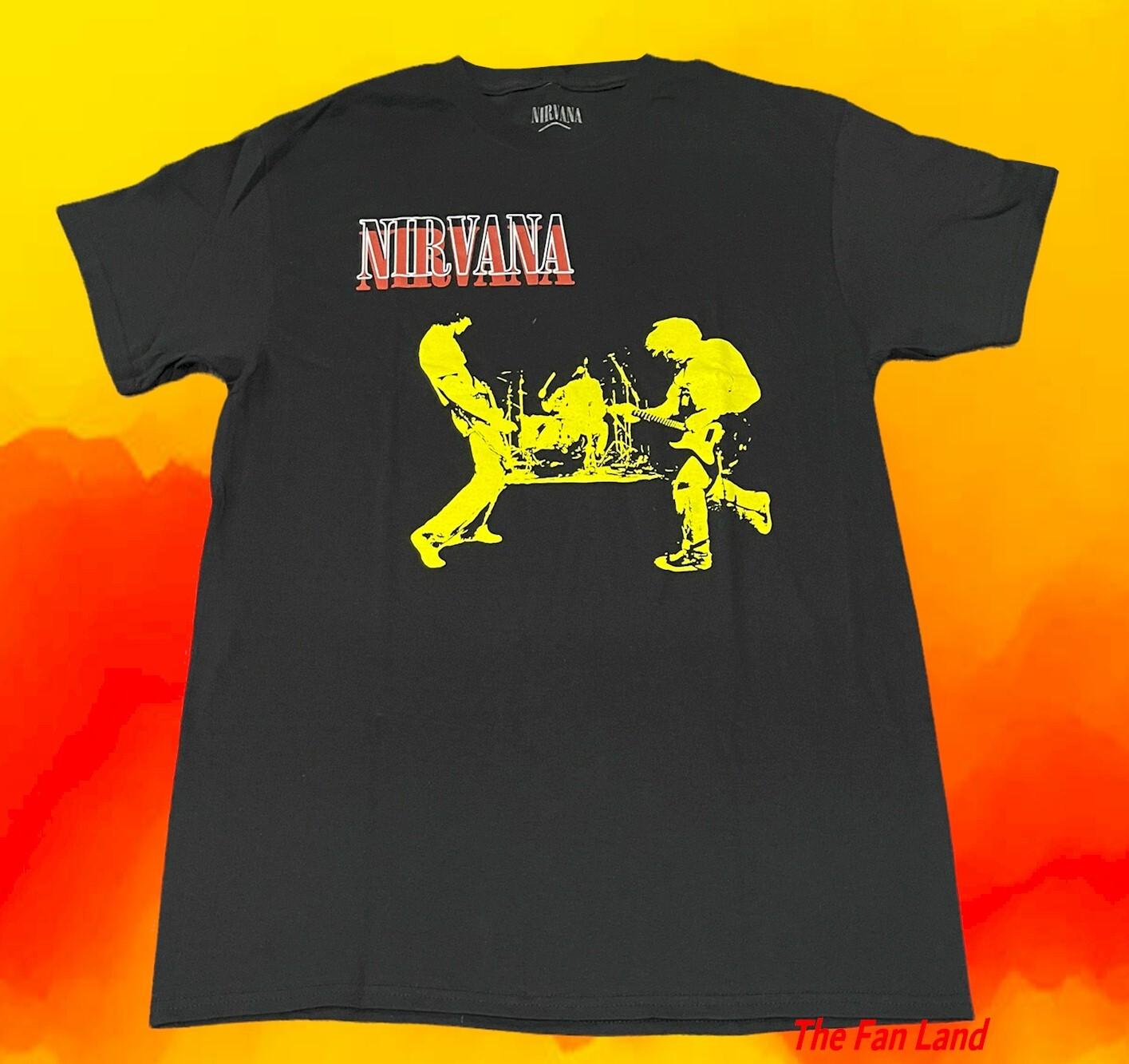 New Nirvana Band Silhouette Mens Grunge Black Vintage T-shirt S