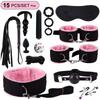 Hot Exotic Bed Bondage Set BDSM Kits Exotic Sex Toys For Women Adults Games Leather Handcuffs Whip Gag Nipple Clamps Sex Shop2